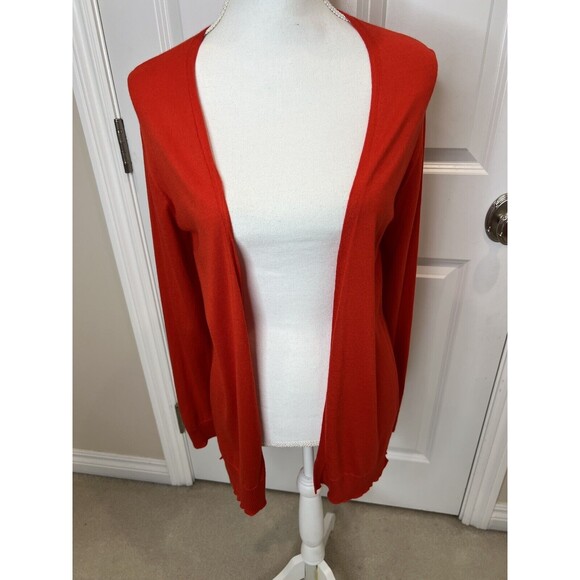 Eileen Fisher Cardigan Sz S Orange Wool Cashmere blend Knit Open-Front Sweater - Picture 1 of 9